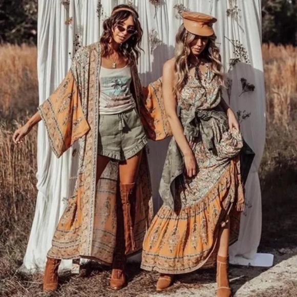 SOLD OUT Golden Fields Bohemian Kimono Wrap Robe - Picture 2 of 7